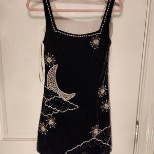 Chelsea & Violet Cleo Velvet Beaded Moon Mini Dress.